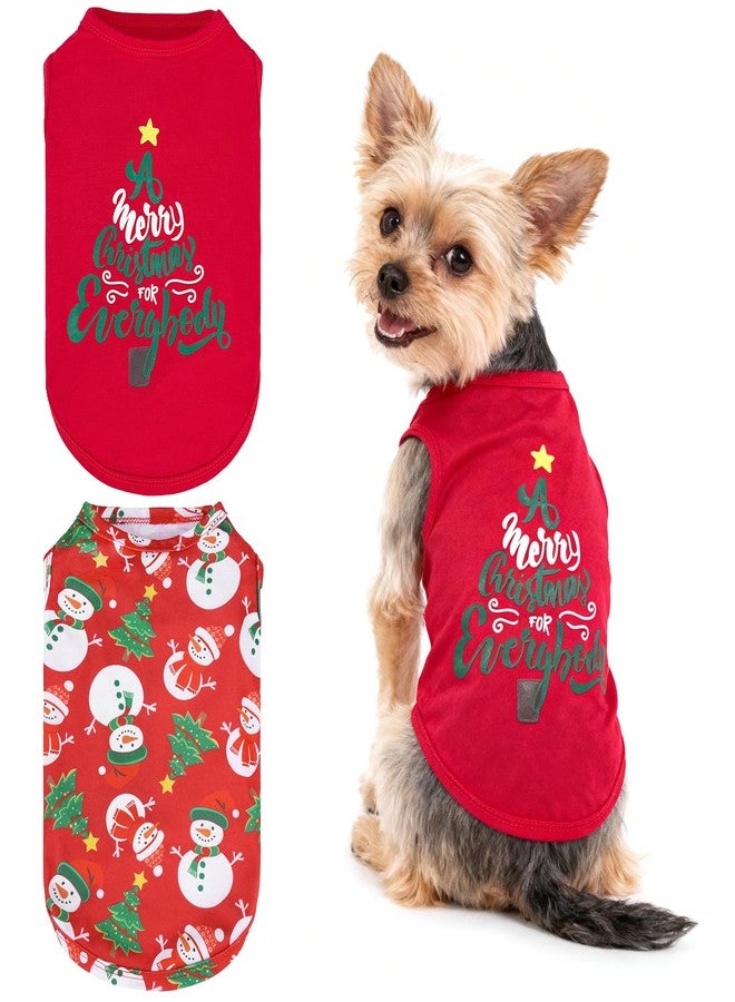 KOOLTAIL Christmas Shirts Clothes-2 Pack Dog Sleeveless Vest with Cute Printing, Soft Stretchy Breathable Cotton Pet T Shirt Apparel for Extra Small Medium Girl&Boy Dogs Puppy Cats - Image 1